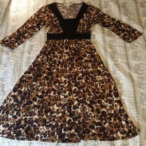 Animal print tied waist dress